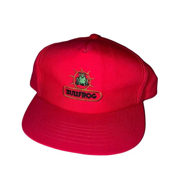 Vintage Bullfrog Embroidered YA Headwear Red Trucker Snapback Hat - Picture 1 of 5